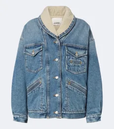 Pimia fleece-trimmed denim jacket Pimia fleece-trimmed denim jacket