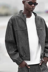Pinstripe Denim Jacket Pinstripe Denim Jacket