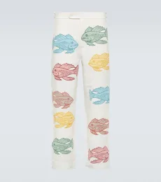 Piscine appliquÃ linen straight pants