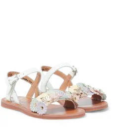 Plagate floral-appliquà leather sandals Plagate floral-appliquà leather sandals