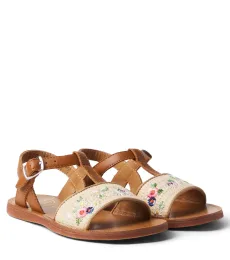 Plagette embroidered leather sandals Plagette embroidered leather sandals