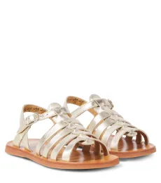 Plagette Strap metallic leather sandals Plagette Strap metallic leather sandals