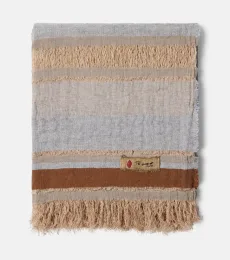 Plaid Xoroi.D1 à rayures en jute et laine mélangée Plaid Xoroi.D1 à rayures en jute et laine mélangée