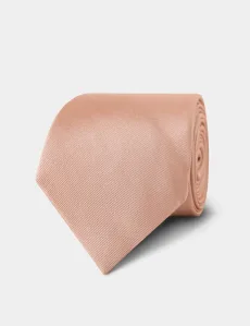 Plain Peach Repp Tie Silk Men's Plain Peach Repp Tie Silk Men's