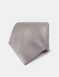 Plain Silver Repp Tie Silk Men's Plain Silver Repp Tie Silk Men's