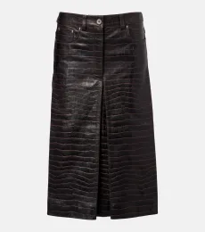 Pleated croc-effect leather midi skirt Pleated croc-effect leather midi skirt