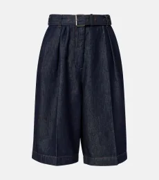 Pleated denim shorts Pleated denim shorts