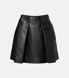 Pleated leather miniskirt Pleated leather miniskirt
