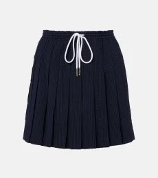 Pleated striped wool miniskirt Pleated striped wool miniskirt