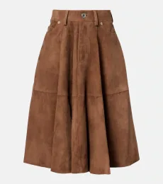 Pleated suede midi skirt Pleated suede midi skirt