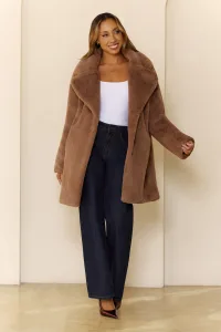 Plush Mode Faux Fur Coat Brown Plush Mode Faux Fur Coat Brown