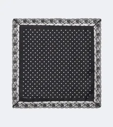 Polka-dot lace-trimmed silk scarf