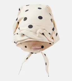 Polka-dot silk head wrap