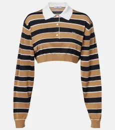 Polo cropped de seda a rayas Polo cropped de seda a rayas