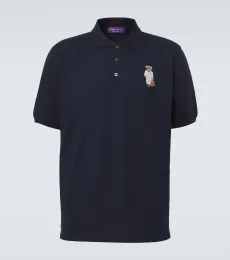 Polo en coton et cachemire à broderie