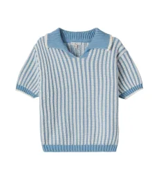 Polo Theodore rayé en crochet de coton Polo Theodore rayé en crochet de coton