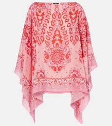 Poncho imprimé en soie Poncho imprimé en soie