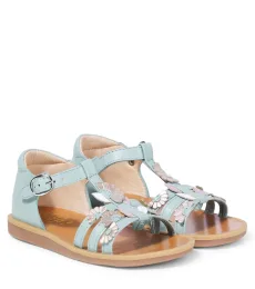 Poppy floral-appliquà leather sandals Poppy floral-appliquà leather sandals