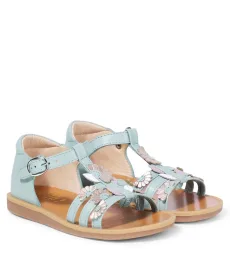 Poppy floral-applique leather sandals Poppy floral-applique leather sandals