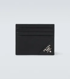 Porte-cartes en cuir Saffiano à logo Porte-cartes en cuir Saffiano à logo