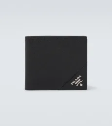 Portefeuille en cuir Saffiano à logo Portefeuille en cuir Saffiano à logo