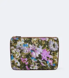 Pouch de jacquard floral con VLogo Pouch de jacquard floral con VLogo