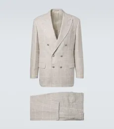 Prince of Wales check linen-blend suit Prince of Wales check linen-blend suit