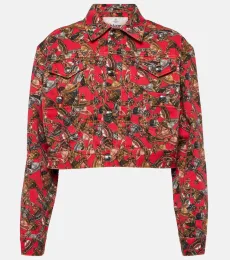 Printed cropped denim jacket Printed cropped denim jacket