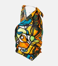 Printed draped silk top Printed draped silk top