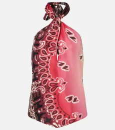 Printed halterneck silk top Printed halterneck silk top