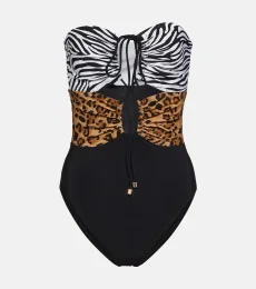 Printed halterneck swimsuit