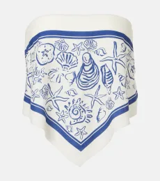 Printed linen-blend bandeau top Printed linen-blend bandeau top