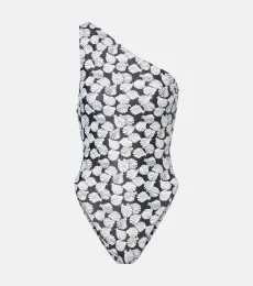 Printed one-shoulder swimsuit