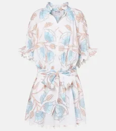 Printed scalloped cotton shirt dress Printed scalloped cotton shirt dress