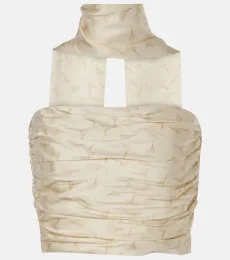 Printed scarf-detail bandeau top Printed scarf-detail bandeau top