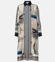 Printed silk twill shirt dress Printed silk twill shirt dress