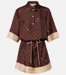 Printed silk twill shirt dress Printed silk twill shirt dress