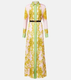 Printed silk twill shirt dress Printed silk twill shirt dress