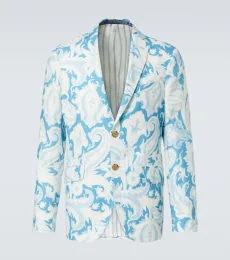 Printed single-breasted cotton blazer Printed single-breasted cotton blazer