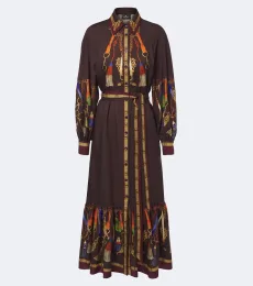 Printed wool and silk twill shirt dress Printed wool and silk twill shirt dress