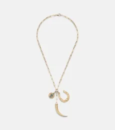 Protection 18kt gold charm necklace with diamonds