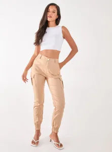 PU Cuffed Cargo Trousers tone - Stone