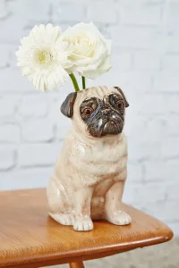 Pug Hand Painted Ceramic Vase - Pug Hand Painted Ceramic Vase -