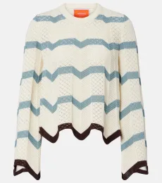 Pull court en coton à motif chevron Pull court en coton à motif chevron