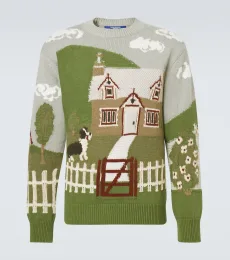 Pull intarsia en coton et laine mélangés Pull intarsia en coton et laine mélangés
