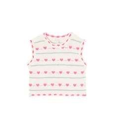 Pull sans manches Josie en crochet de coton et laine Pull sans manches Josie en crochet de coton et laine