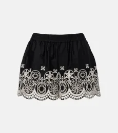 Pull-Up embroidered cotton shorts