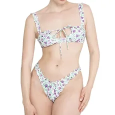 Purple High Waisted Bikini Set 2 Piece Swimsuits for Women Removable Shoulder Straps 3 Piece Swimwear for Women Halter Swim Tops Briefs Trunk Sets January Sale Autumn Winter Essentials