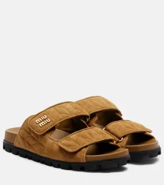 Quilted suede slides Quilted suede slides