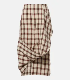 Róhe Checked linen midi skirt Róhe Checked linen midi skirt